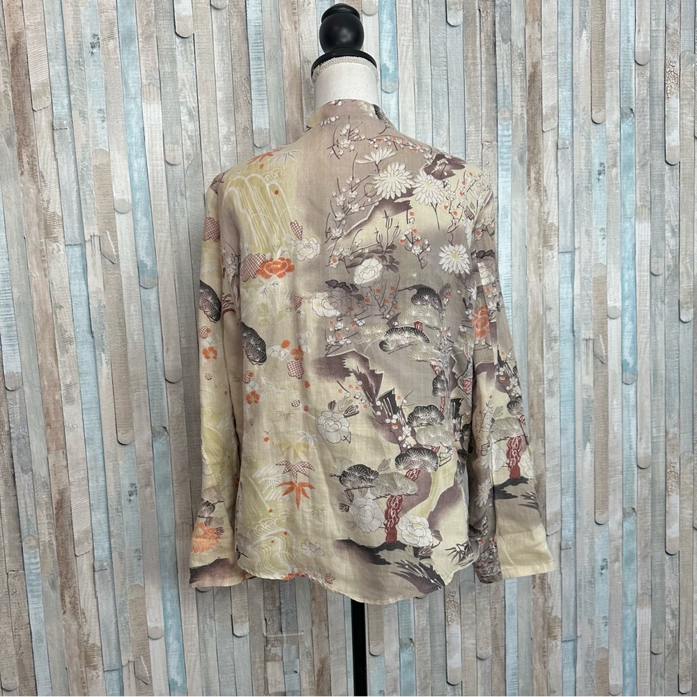 Citron Santa Monica XL 100% Ramie Linen Button Front Jacket Boho Lagenlook Asian - Picture 5 of 6
